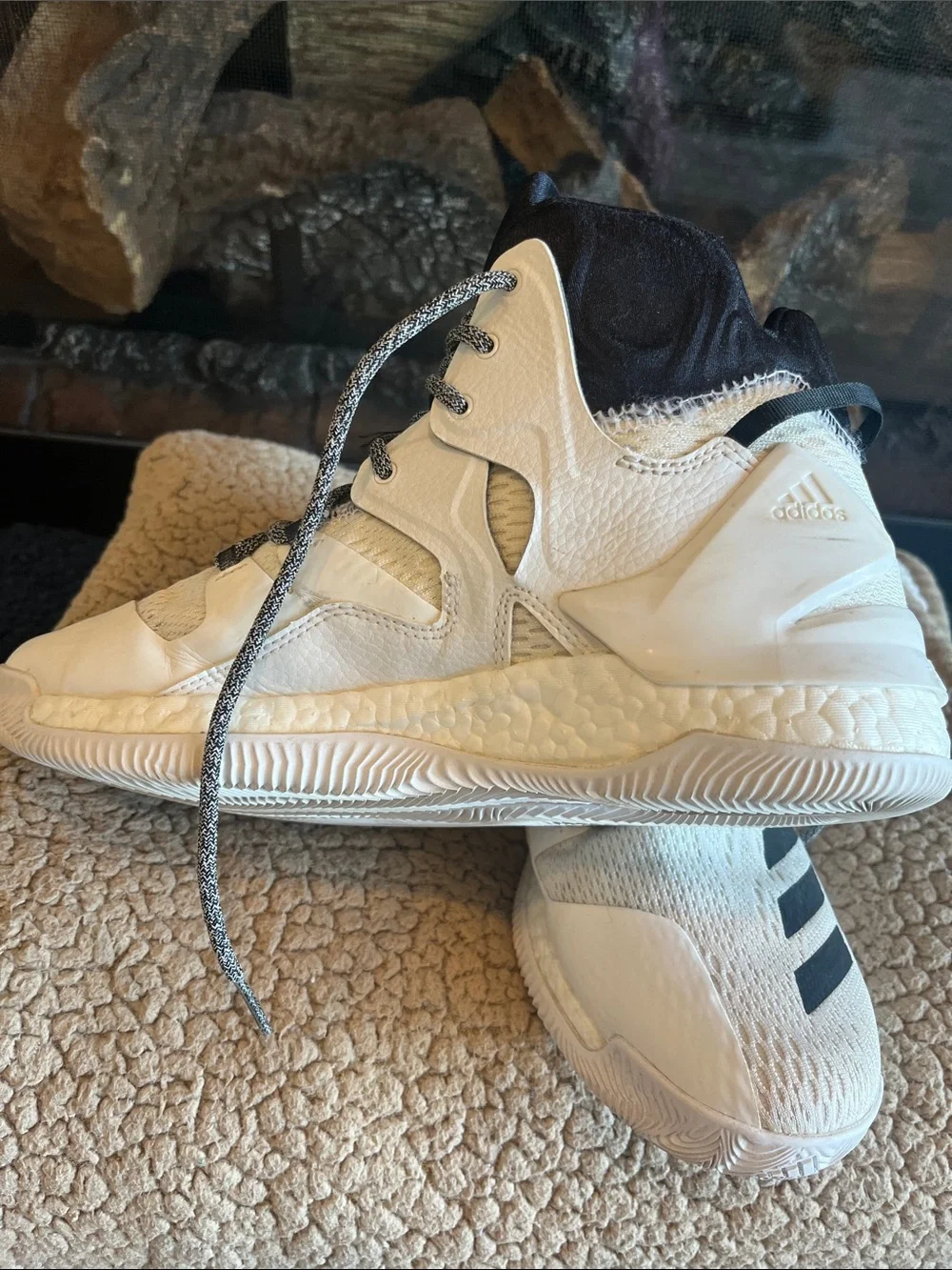Adidas  D Rose Men’s High-Top Basketball Shoes - White & Black